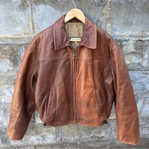 giorgio armani collezioni Vintage Men’s Brown Goat Leather Bomber Jacket Medium
